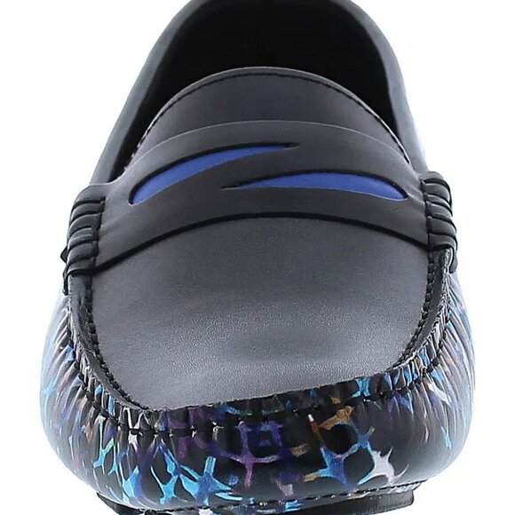 Robert Graham Black Sunbury Print Leather Penny Driving Loafers - Picture 4 of 8